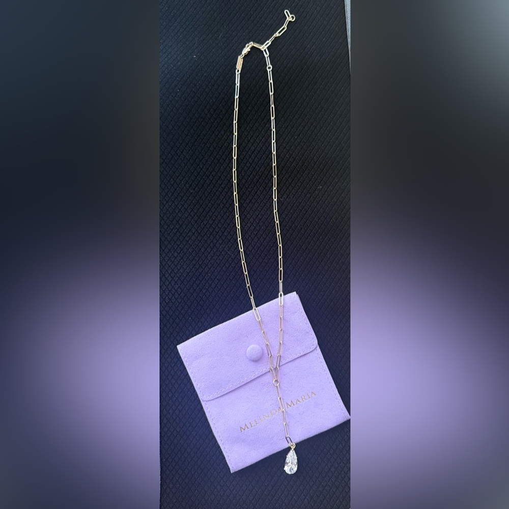 Melinda Maria Baby Samantha Teardrop Lariat Necklace Gold - NWOT - Picture 2 of 5